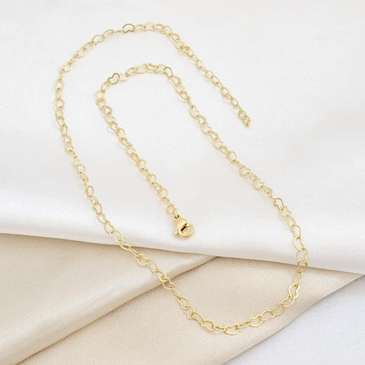 Cadena Corazones Delgada Con Extensor Dorada Rf K6132