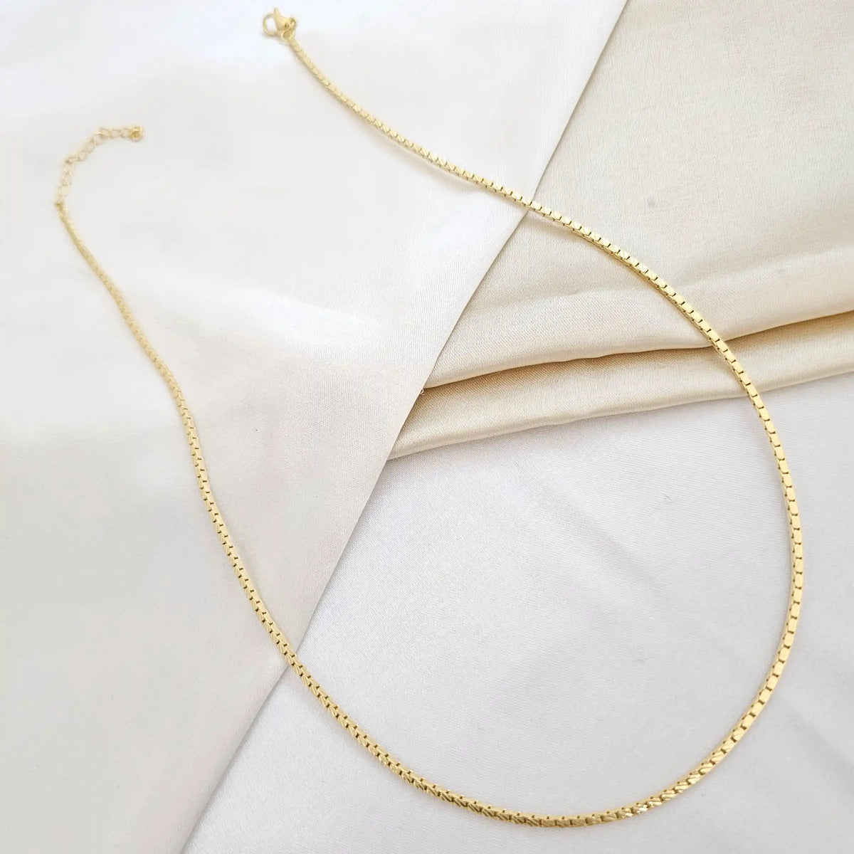 Cadena Cuadrada Con Extensor Dorado Rf K4529