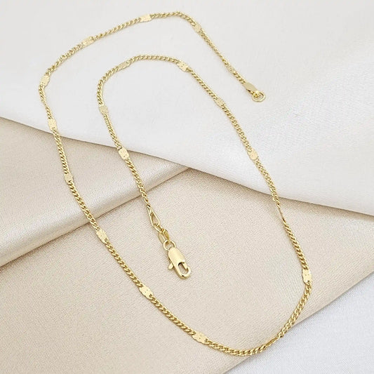 Cadena Cubana Con Destellos Punteras 45Cms Lam 18K - 40001