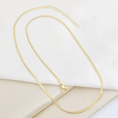 Cadena Cubana Plana 2Mm Con Extensor Dorado Rf K7522