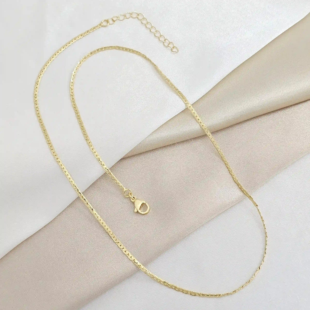 Cadena Cubana Plana Cadenetas Con Extensor Dorado Rf K8257