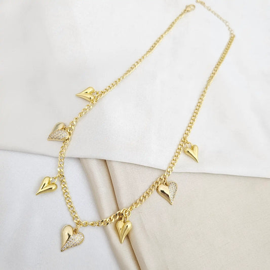 Cadena Cubana Siete Corazones Extensor Dorado Rf K5310