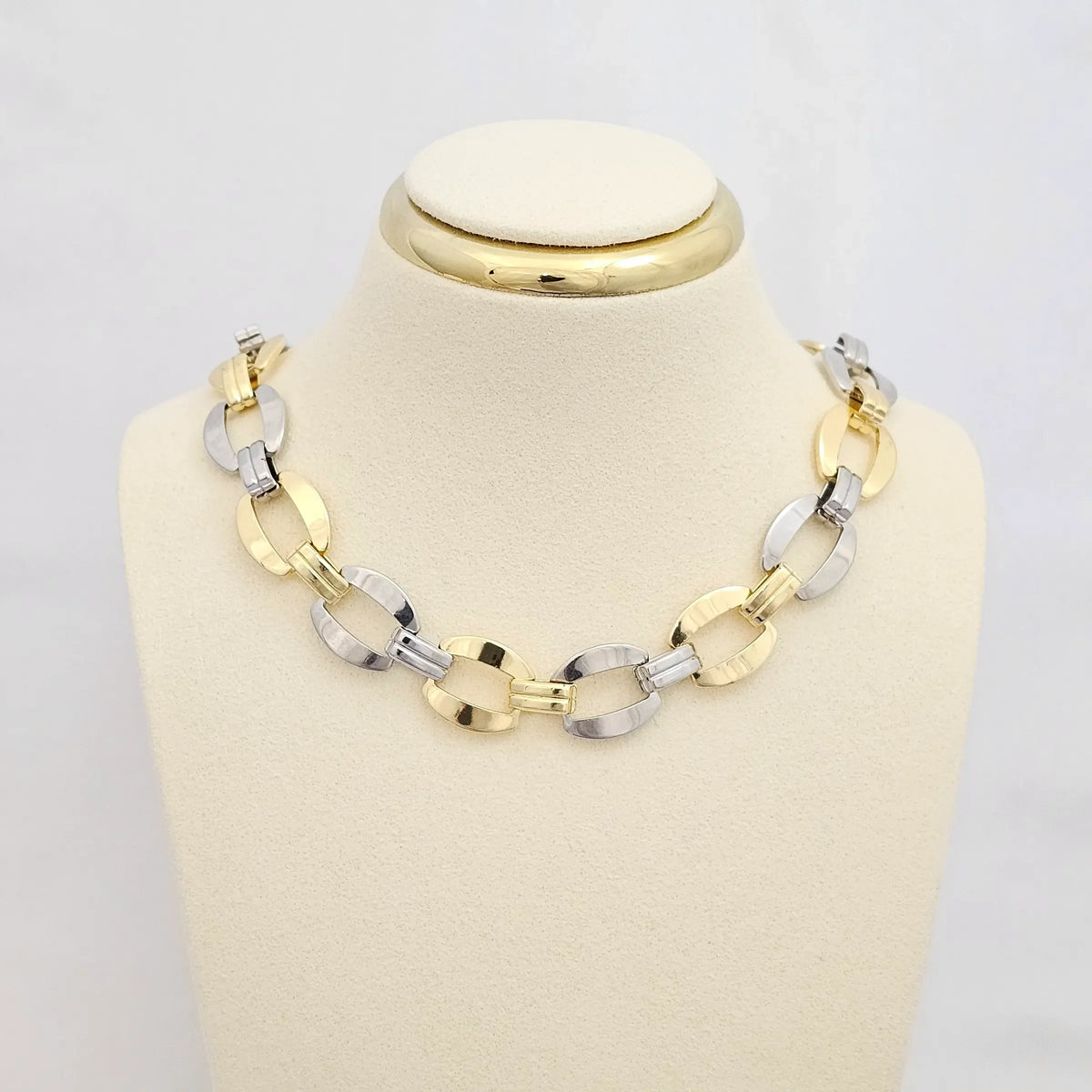 Cadena Eslabones Dorado Y Plateado Con Extensor Rf K6760