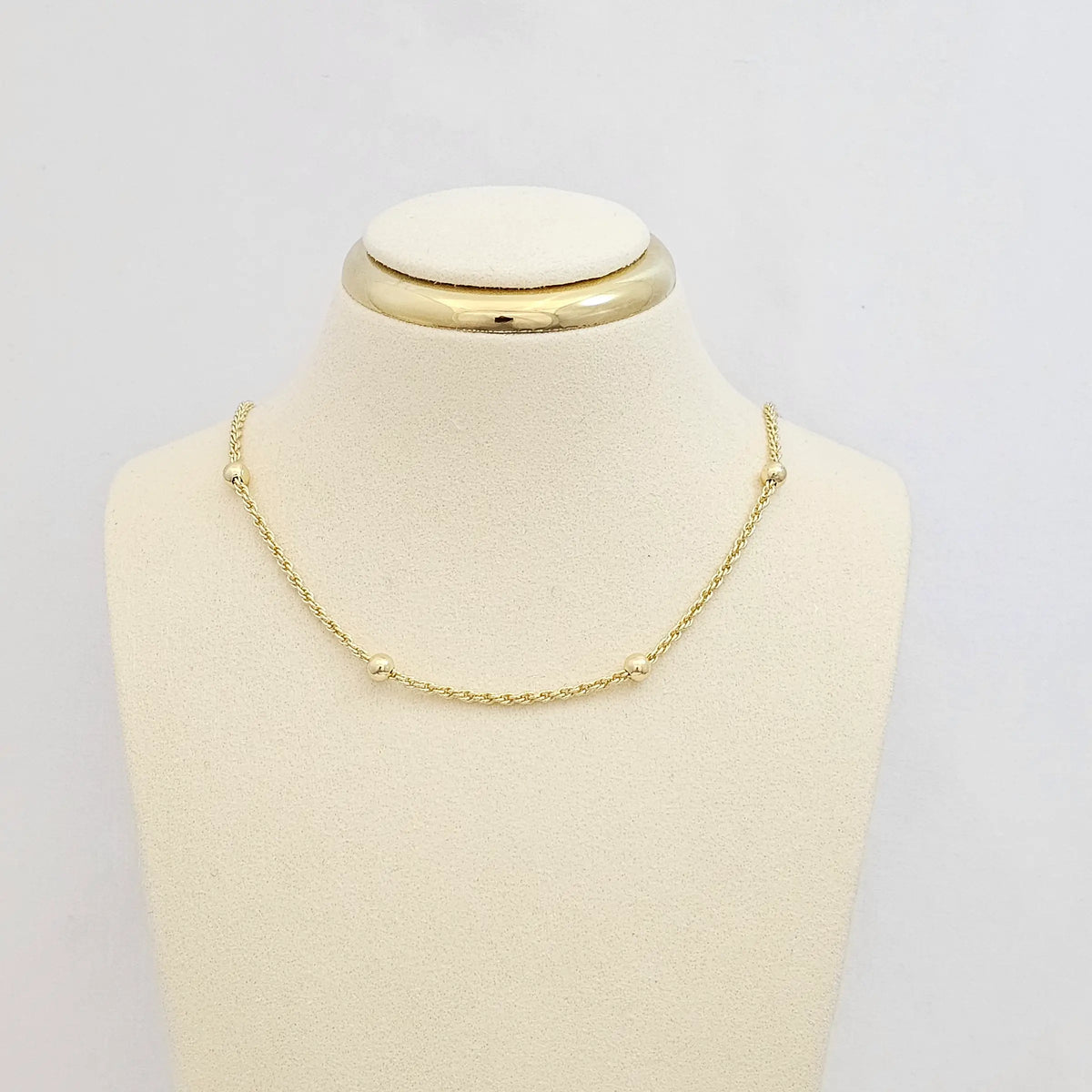 Cadena Lazo Con Balines N5 Extensor Dorado Rf K7531