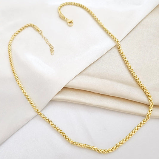 Cadena Lisa Trenzada Con Extensor Dorado Rf K4536