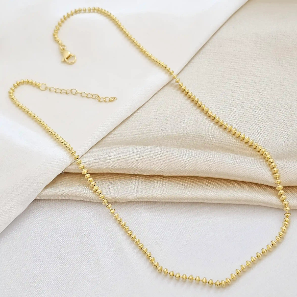 Cadena Militar Balines Ovalados Con Extensor Dorado Rf K4523