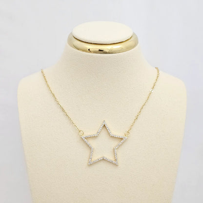 Cadena Mini Aros Dorado Dije Estrella Grande Rf K6781