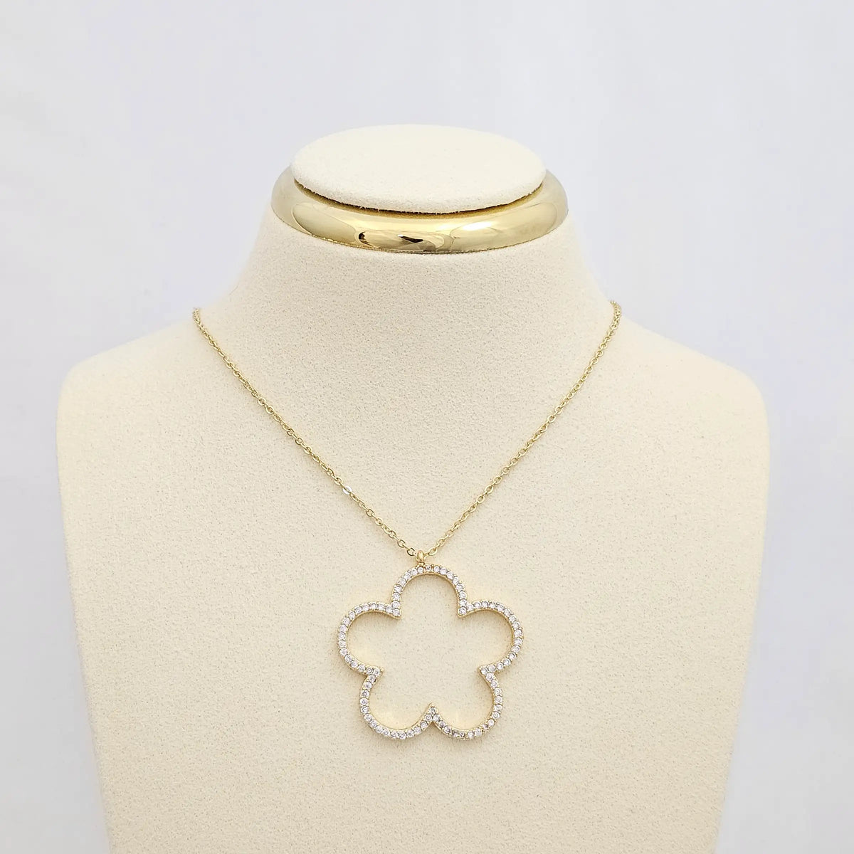 Cadena Mini Aros Dorado Dije Flor Grande Rf K6779