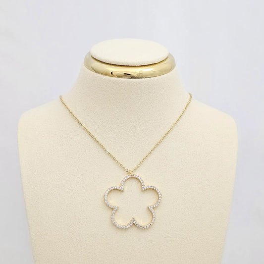 Cadena Mini Aros Dorado Dije Flor Grande Rf K6779