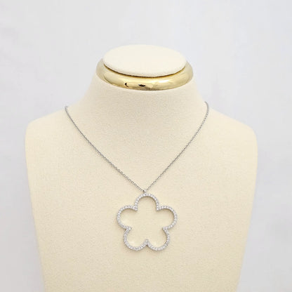 Cadena Mini Aros Plateado Dije Flor Grande Rf K6780