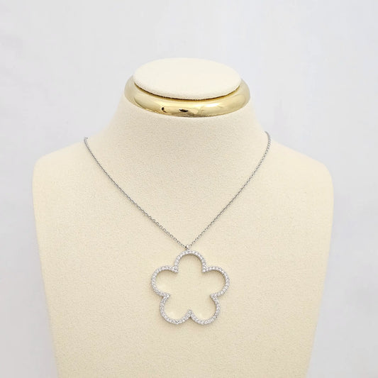 Cadena Mini Aros Plateado Dije Flor Grande Rf K6780