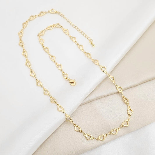 Cadena Mini Corazones Dorado Con Extensor Rf K6408