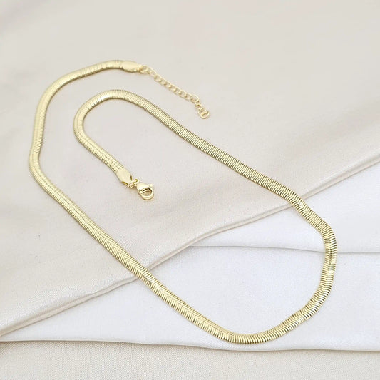 Cadena Plana 5Mm Con Extensor Dorado Rf K5809