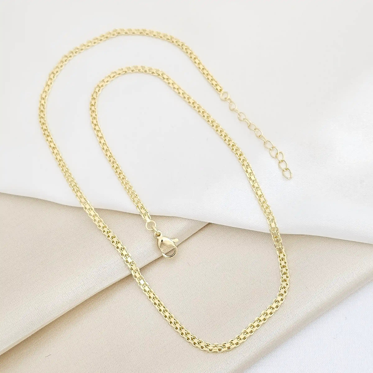 Cadena Tejido Chino Con Extensor Dorado Rf K7458