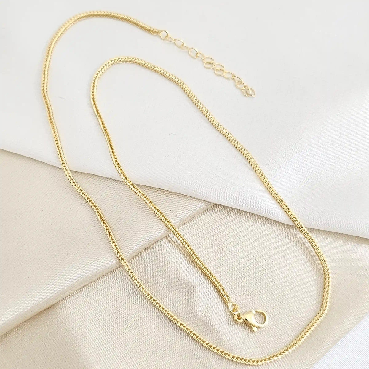 Cadena Trenzada Cuadrada Con Extensor Dorado Rf K7785