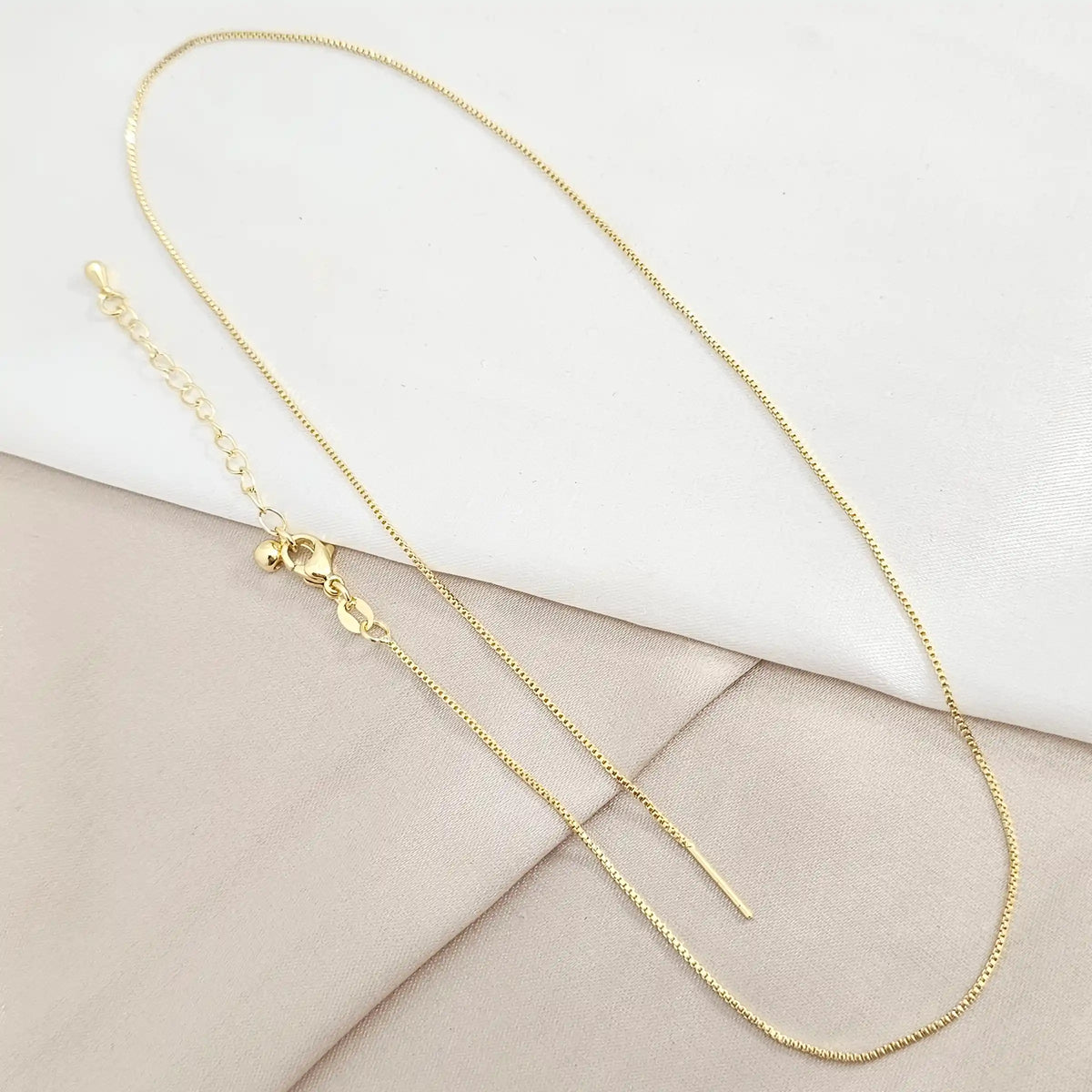 Cadena Veneciana 1Mm Punta Aguja Y Extensor Dorado Rf K8095