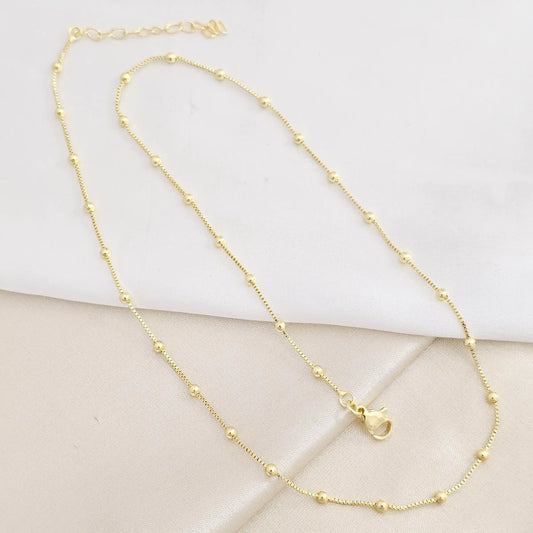 Cadena Veneciana Con Balines N3 Dorado Con Extensor Rf K7776