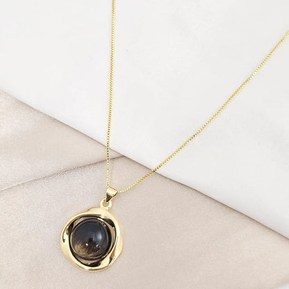 Cadena Veneciana Con Dije Perla De Nacar Negra Rf K8076