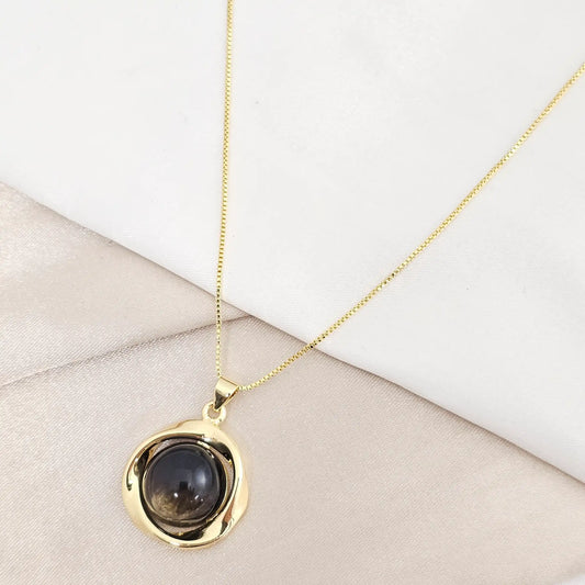 Cadena Veneciana Con Dije Perla De Nacar Negra Rf K8076