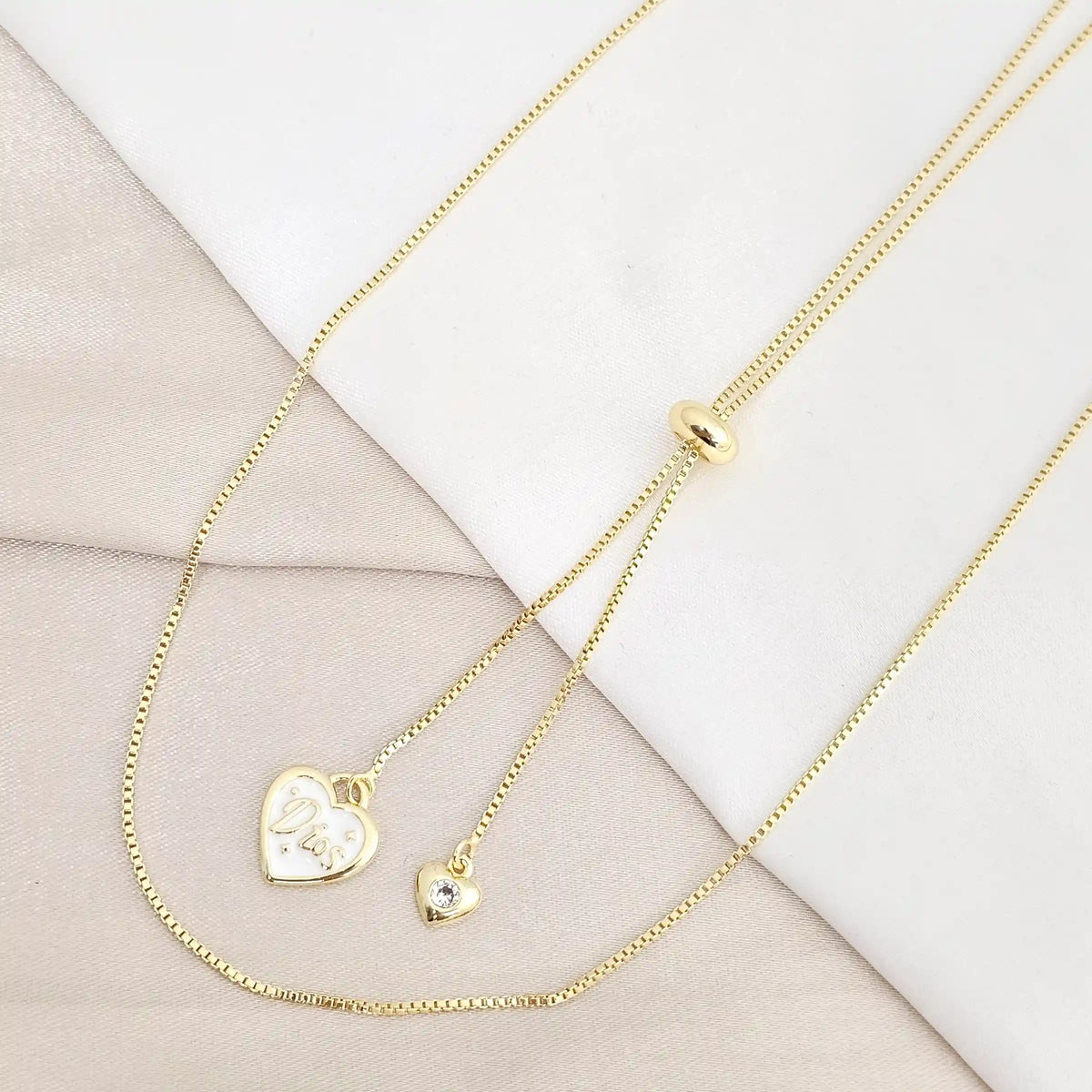 Cadena Veneciana Corrediza Con Dijes Corazones Rf K8074
