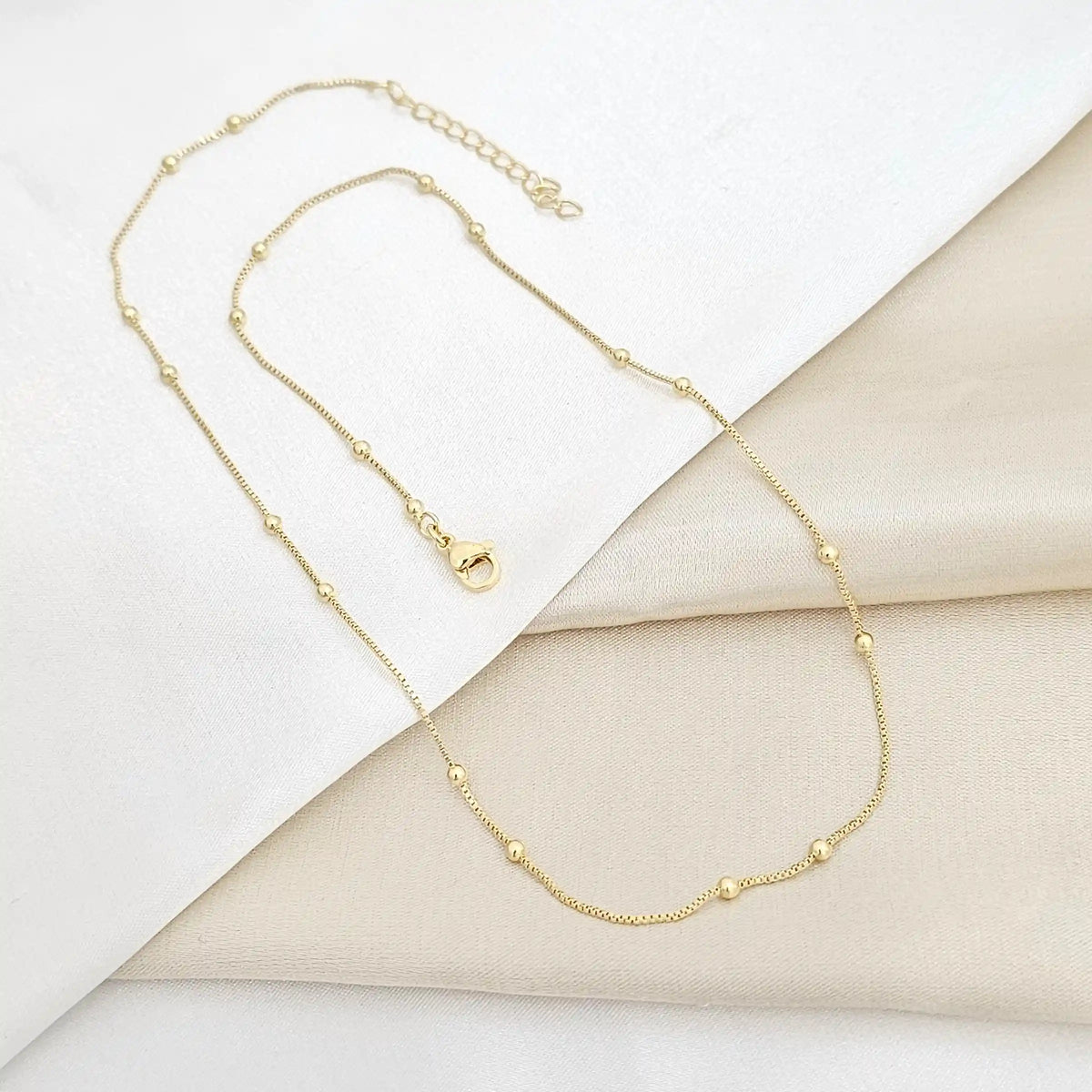 Cadena Veneciana Doble Balines N3 Extensor Dorado Rf K5910