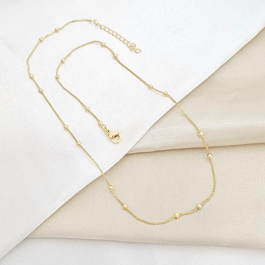 Cadena Veneciana Doble Balines N3 Extensor Dorado Rf K5910