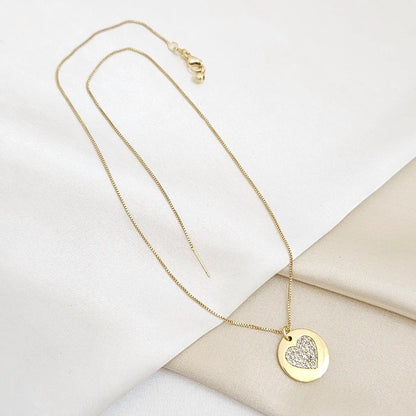 Cadena Veneciana Punta Aguja Dije Corazon Dorado Rf K6783