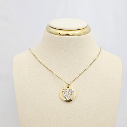 Cadena Veneciana Punta Aguja Dije Corazon Dorado Rf K6783