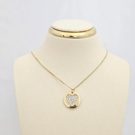 Cadena Veneciana Punta Aguja Dije Corazon Dorado Rf K6783