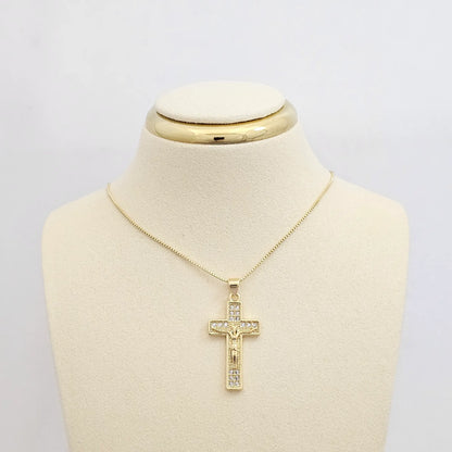 Cadena Veneciana Punta Aguja Dije Cristo Dorado Rf K6969