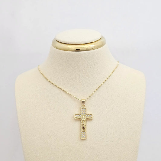 Cadena Veneciana Punta Aguja Dije Cristo Dorado Rf K6969
