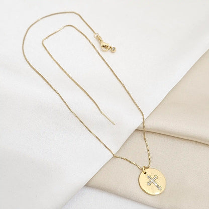 Cadena Veneciana Punta Aguja Dije Cruz Dorado Rf K6784