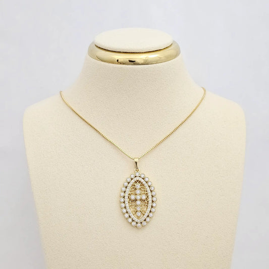 Cadena Veneciana Punta Aguja Dije Cruz Grande Dorado Rf K6787