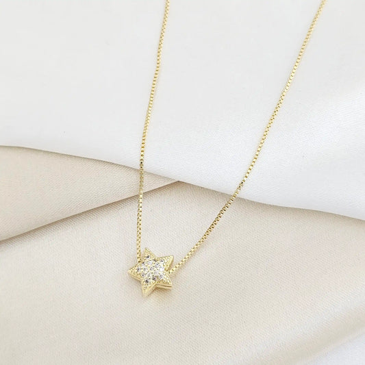 Cadena Veneciana Punta Aguja Dije Mini Estrella Dorado Rf K7727