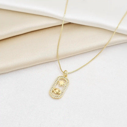 Cadena Veneciana Punta Aguja Dije Sol Y Ojo Dorado Rf K6968