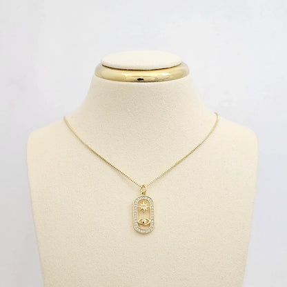 Cadena Veneciana Punta Aguja Dije Sol Y Ojo Dorado Rf K6968