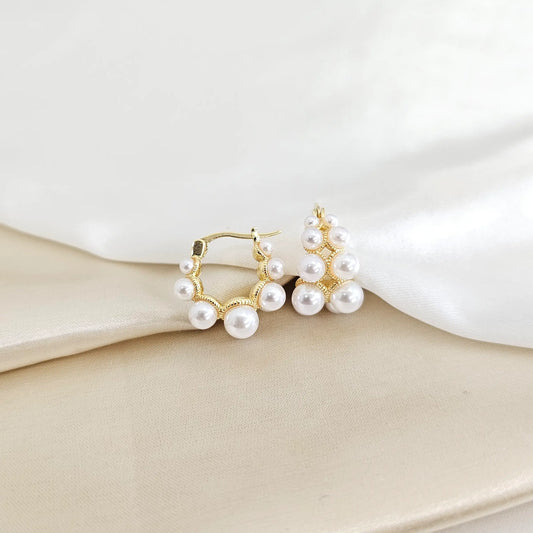 Candonga Doble Dorado Con Siete Perlas Rf K7917