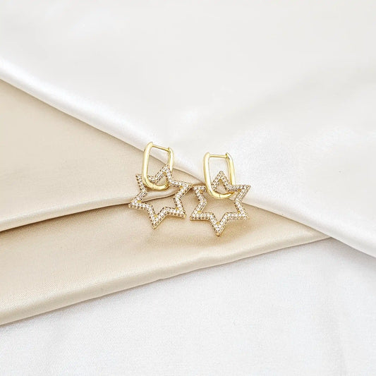Candonga Estrella Elegante Dorado Con Circones Rf K5619