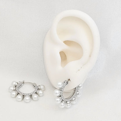 Candonga Ocho Perlas Con Circones Plateado Rf K7232