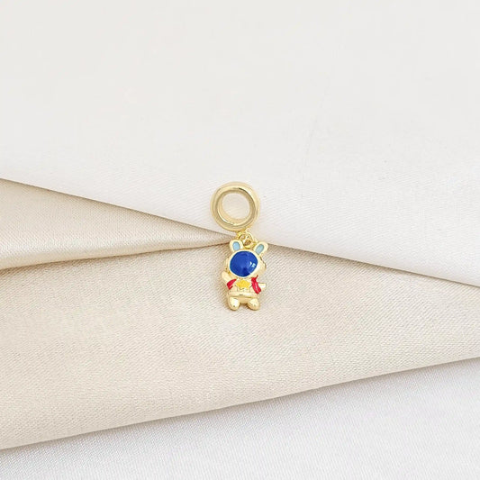 Charm Conejito Astronauta Dorado Rf K5978