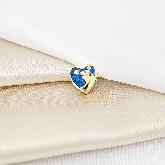 Charm Corazon Azul Con Oso Dorado Rf K7270