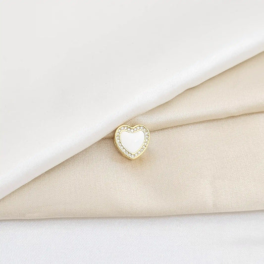 Charm Corazon Blanco Con Circones Dorado Rf K6033