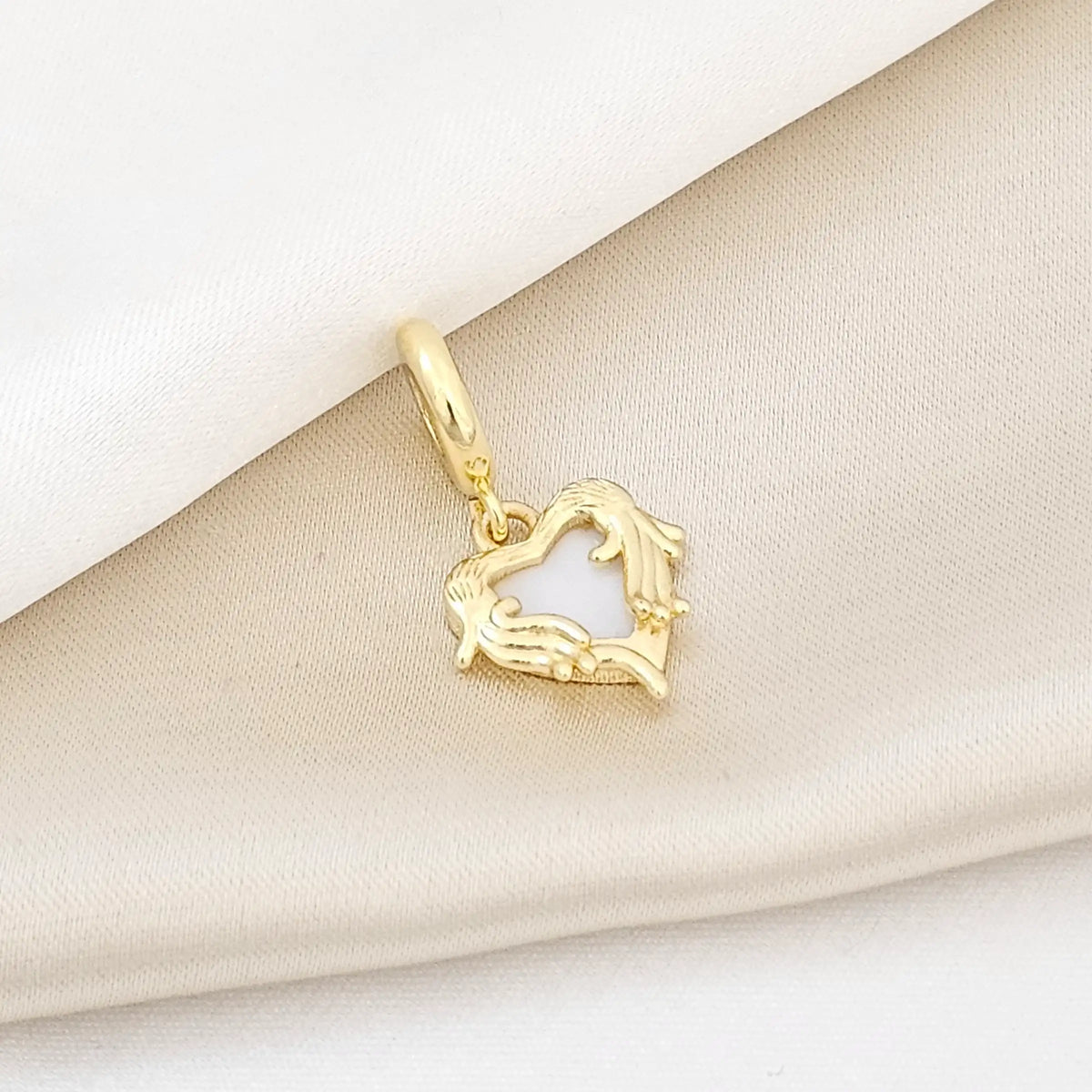 Charm Corazon Blanco Con Dorado Rf K5361