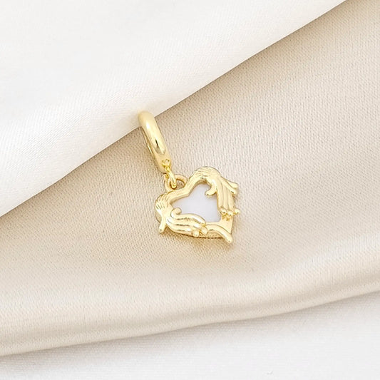 Charm Corazon Blanco Con Dorado Rf K5361