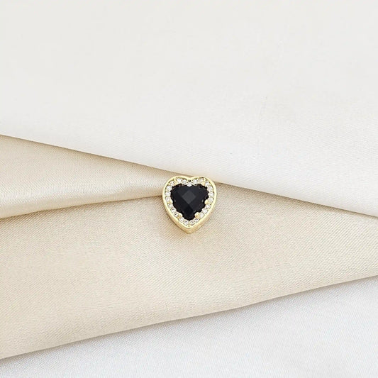 Charm Dorado Corazon Con Circon Negro Rf K5991