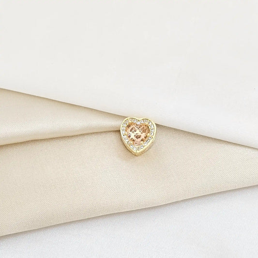 Charm Dorado Corazon Con Circon Rosa Rf K5990