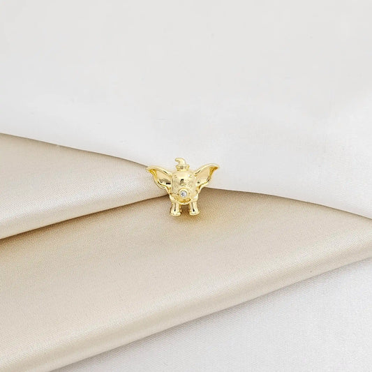 Charm Elefante Pequeño Con Circon Dorado Rf K7633