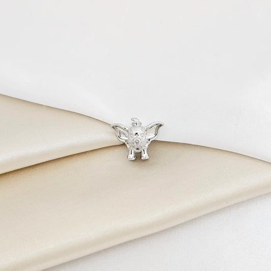 Charm Elefante Pequeño Con Circon Plateado Rf K7634