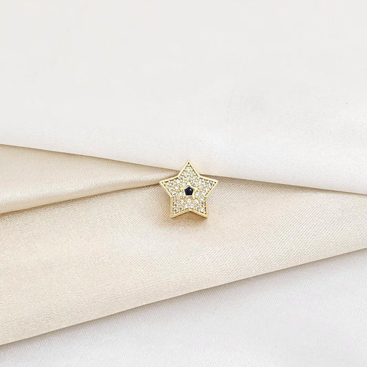 Charm Estrella Dorado Con Circon Azul Rf K5984