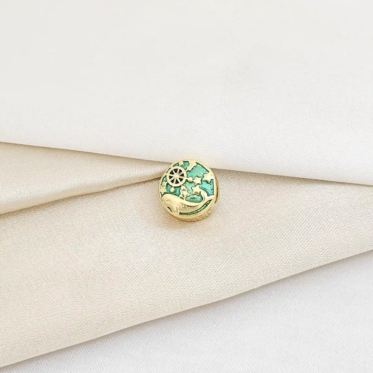 Charm Figuras Del Mar Verde Y Dorado Rf K5968